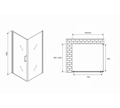 Душевой уголок Abber Sonnenstrand 80x100 AG04080B-S100B профиль Черный стекло прозрачное