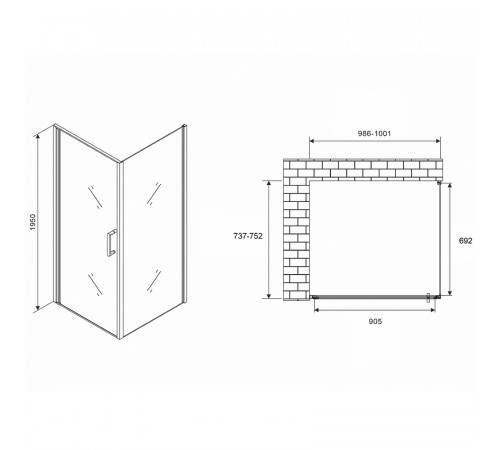 Душевой уголок Abber Sonnenstrand 100x75 AG04100-S75 профиль Хром стекло прозрачное