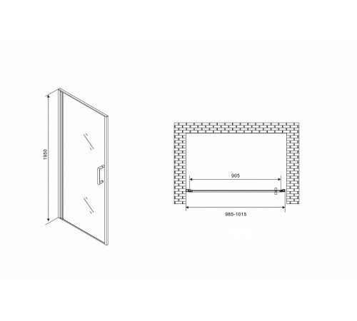 Душевая дверь Abber Sonnenstrand 100 AG04100B профиль Черный стекло прозрачное