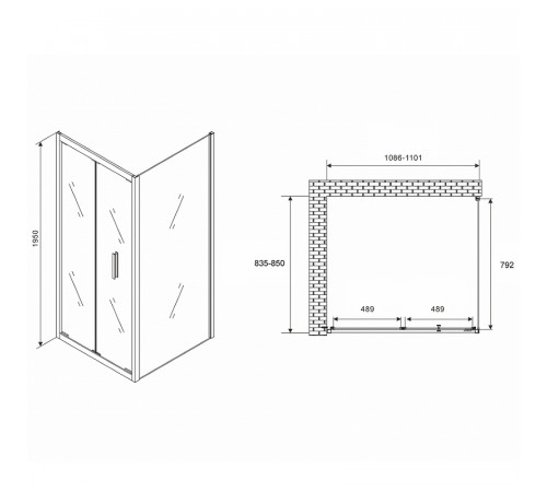 Душевой уголок Abber Sonnenstrand 110х85 AG07110-S85 профиль Хром стекло прозрачное