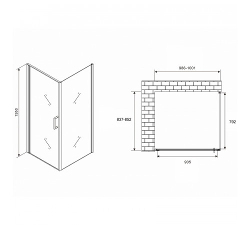 Душевой уголок Abber Sonnenstrand 100x85 AG04100-S85 профиль Хром стекло прозрачное