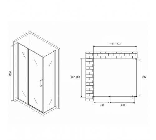 Душевой уголок Abber Sonnenstrand 120x85 AG04120MS-S85M профиль Хром стекло матовое