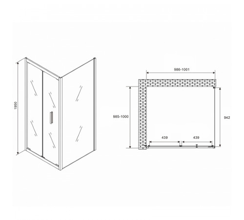 Душевой уголок Abber Sonnenstrand 100х100 AG07100B-S100B профиль Черный стекло прозрачное