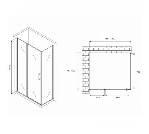 Душевой уголок Abber Sonnenstrand 120x80 AG04120MS-S80M профиль Хром стекло матовое