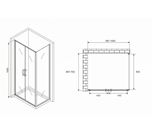 Душевой уголок Abber Sonnenstrand 100x70 AG04100C-S70 профиль Хром стекло прозрачное