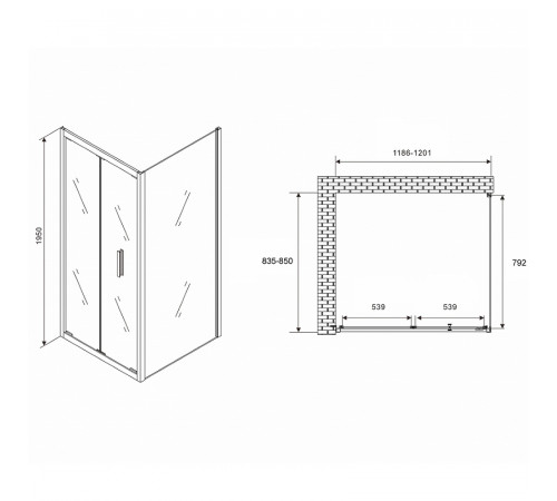 Душевой уголок Abber Sonnenstrand 120х85 AG07120-S85 профиль Хром стекло прозрачное