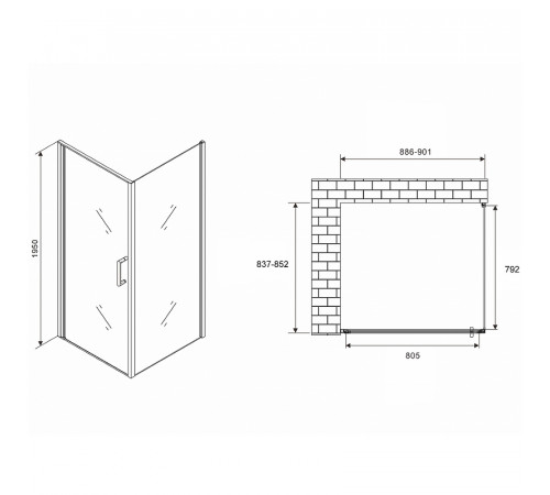 Душевой уголок Abber Sonnenstrand 90x85 AG04090-S85 профиль Хром стекло прозрачное