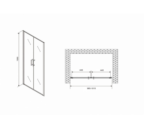 Душевая дверь Abber Sonnenstrand 100 AG04100C профиль Хром стекло прозрачное