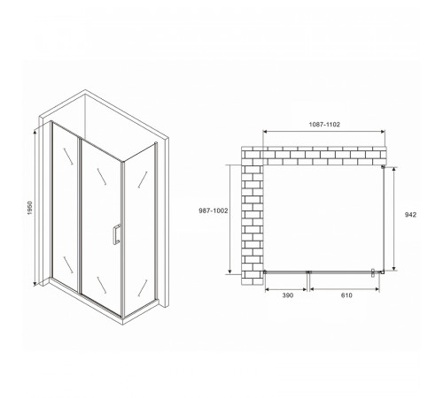 Душевой уголок Abber Sonnenstrand 110x100 AG04110MS-S100M профиль Хром стекло матовое