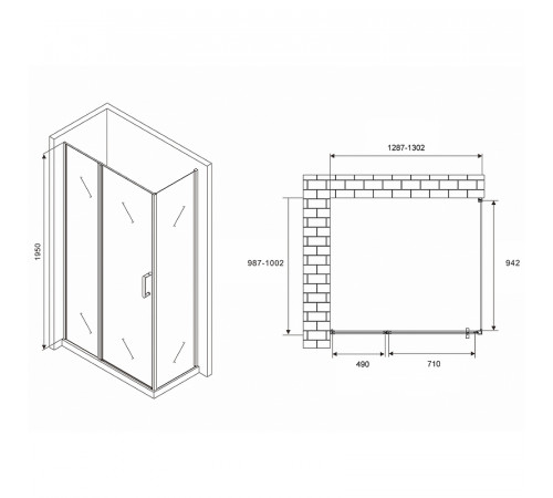 Душевой уголок Abber Sonnenstrand 130х70 AG04130S-S70 профиль Хром стекло прозрачное