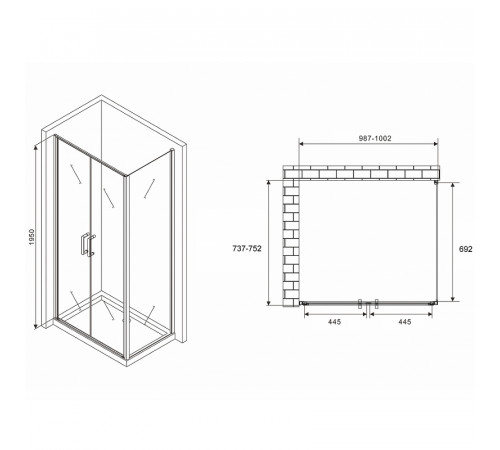 Душевой уголок Abber Sonnenstrand 100x75 AG04100C-S75 профиль Хром стекло прозрачное