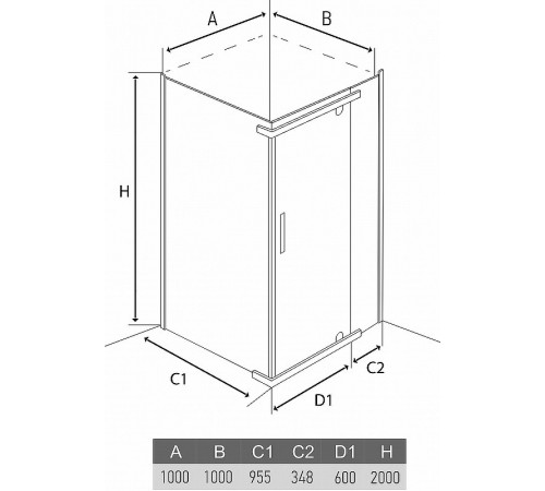 Душевой уголок Alex Baitler 100x100 AB214-100 профиль Хром стекло прозрачное