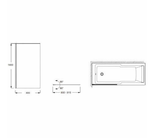 Шторка на ванну Jacob Delafon Struktura 80x140 E6D042-GA профиль Хром стекло прозрачное