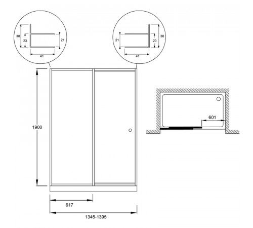 Душевая дверь Jacob Delafon Serenity 140 E14C140-GA профиль Хром стекло прозрачное