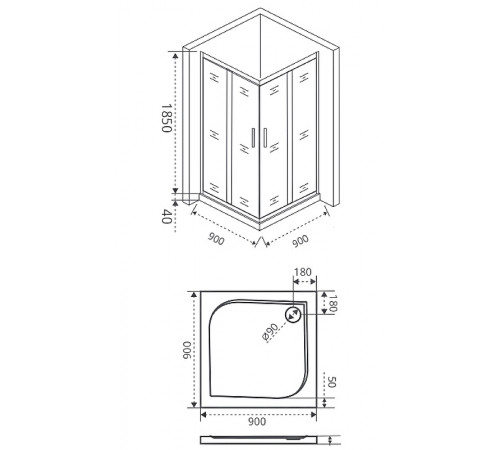 Душевой уголок Good Door Infinity CR-90-G-CH 90х90 профиль Хром стекло Грейп