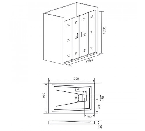 Душевая дверь Good Door Infinity WTW-TD-170-G-CH 170 профиль Хром стекло Грейп