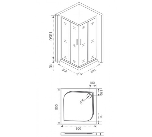 Душевой уголок Good Door Infinity CR-80-G-CH 80х80 профиль Хром стекло Грейп