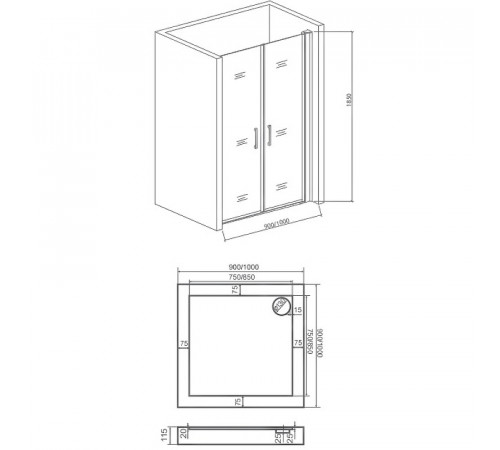 Душевая дверь Good Door Pandora SD-100-T-CH 100 профиль Хром стекло прозрачное с рисунком