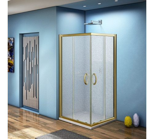 Душевой уголок Good Door Jazze 100x100 CR-100-C-G профиль Золото стекло прозрачное