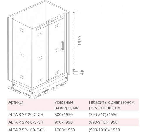 Душевая стенка Good Door Altair SP-100-C-CH 100 профиль Хром стекло прозрачное