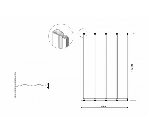 Шторка на ванну Grossman 80x140 GR-107 профиль Хром стекло прозрачное