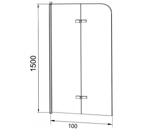 Шторка на ванну Grossman 100x150 GR-106100 профиль Хром стекло прозрачное