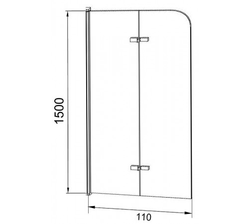 Шторка на ванну Grossman 110x150 GR-106110 профиль Хром стекло прозрачное