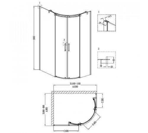 Душевой уголок Grossman Galaxy 120x90 L GR-4121L профиль Хром стекло прозрачное