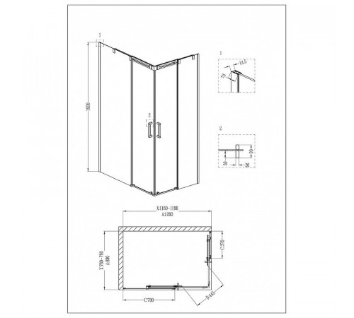 Душевой уголок Grossman Galaxy 120x80 L GR-3120L профиль Хром стекло прозрачное