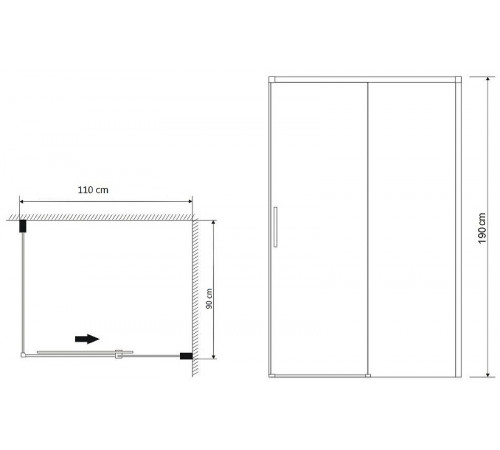 Душевой уголок Grossman Fly 110х90 GR-D110-P90Fl1 профиль Хром стекло прозрачное