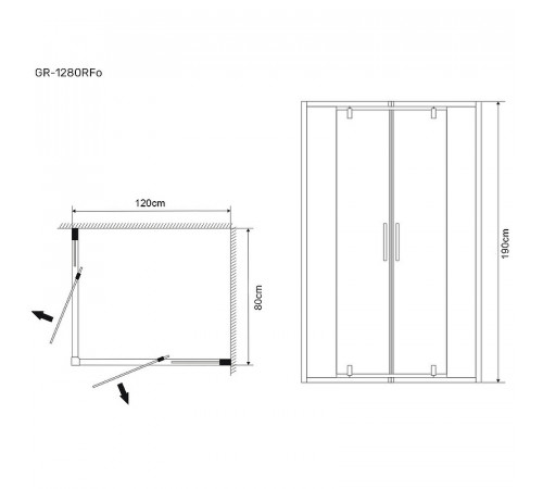 Душевой уголок Grossman Forta 120х80 GR-1280RFo профиль Хром стекло прозрачное