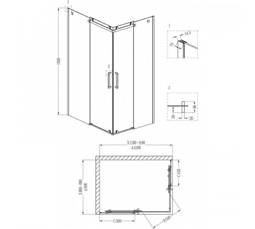 Душевой уголок Grossman Cosmo 120х90 L GR-1120L профиль Хром стекло прозрачное