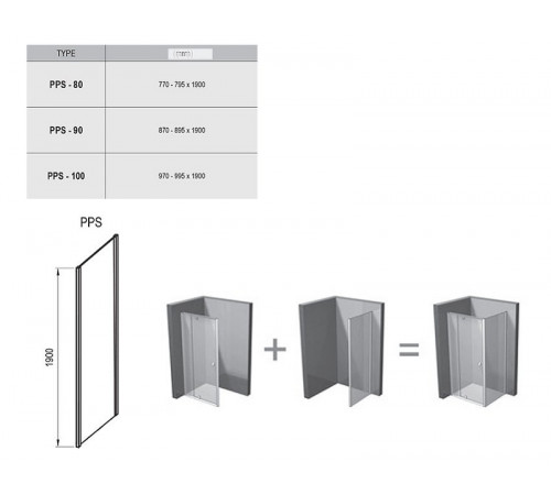 Душевой уголок Ravak Pivot PDOP1+PPS 90х80 03G70C00Z1+90G40C00Z1 профиль Хром стекло Transparent