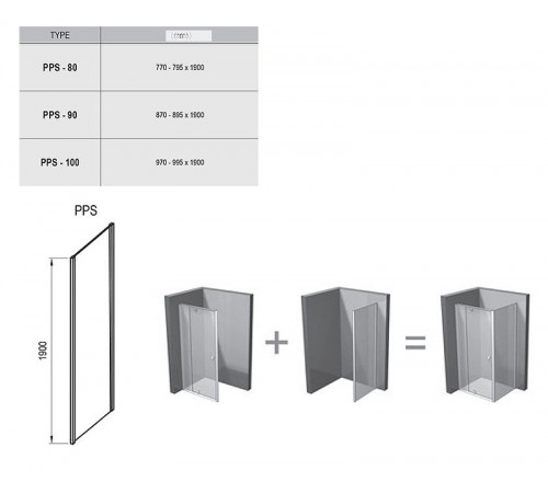 Душевая стенка Ravak Pivot PPS-80 90G40U00Z1 профиль Сатин стекло Transparent