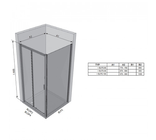 Душевая стенка Ravak Blix BLPS-90 9BH70C00ZH профиль блестящий стекло Графит