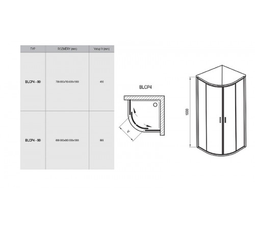 Душевой уголок Ravak Blix BLCP4-80 80x80 3B240C00Z1 профиль Хром стекло Transparent