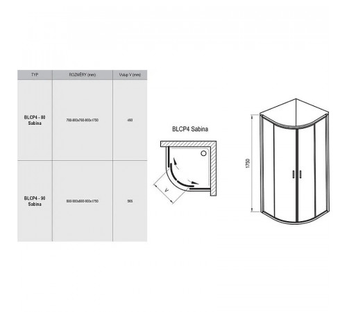 Душевой уголок Ravak Blix 80x80 BLCP4-80 Sabina 3B240U40ZG профиль Сатин стекло матовое