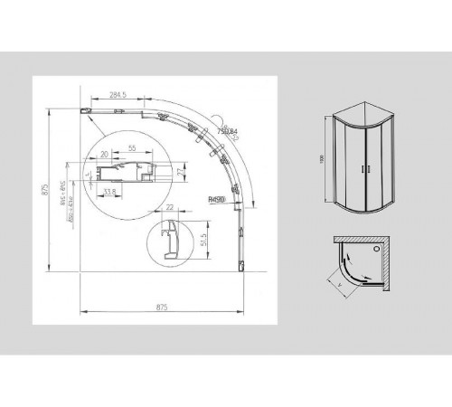 Душевой уголок Ravak Blix XP2CP4-90 90х90 X3B270C00Z1C профиль Хром стекло Transparent