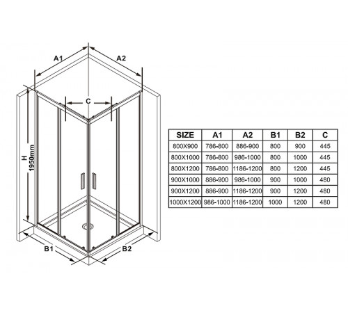 Душевая дверь Ravak Blix Slim BLSRV2K-120 X1XMG0300Z1 профиль Черный матовый стекло Transparent