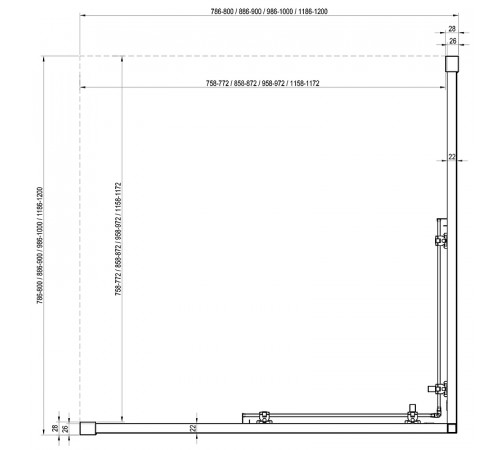 Душевая дверь Ravak Blix Slim BLSRV2K-80 X1XM40300Z1 профиль Черный стекло Transparent