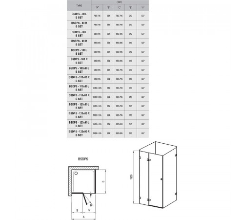 Душевой уголок Ravak Brilliant BSDPS-100/100 100х100 R 0UPA0A00Z1 профиль Хром стекло Transparent