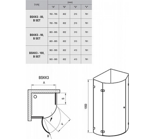 Душевой уголок Ravak Brilliant BSKK3-100 100х100 R 3UPAAA00Y1 профиль Хром стекло Transparent