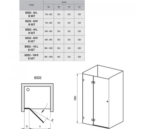 Душевая дверь Ravak Brilliant BSD2-80 A L 0UL4AA00Z1 профиль Хром стекло Transparent