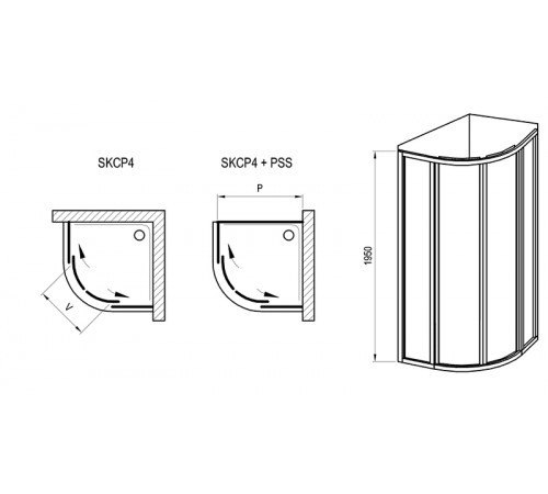 Душевой уголок Ravak Supernova SKCP4-90 90x90 3117OU02Z1 профиль Сатин стекло Transparent