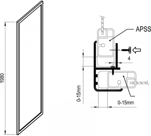 Душевая стенка Ravak Supernova APSS-80 940403R2Z1 профиль Черный стекло Transparent