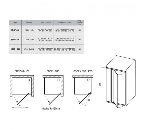 Душевая дверь Ravak Supernova SDOP-90 03V70100Z1 профиль Белый стекло Transparent