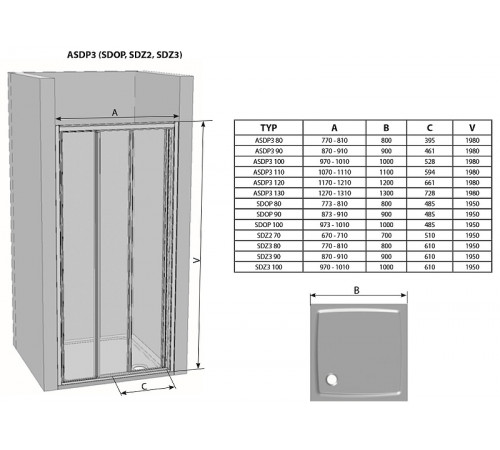 Душевая дверь Ravak Supernova ASDP3-100 00VA01R211 профиль Белый витраж пластик Pearl