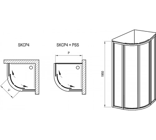 Душевой уголок Ravak Supernova SKCP4-80 80x80 3114OU0211 профиль Сатин витраж пластик Pearl