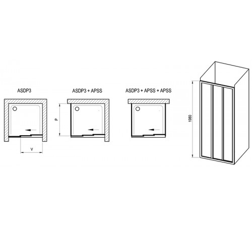 Душевая дверь Ravak Supernova ASDP3-90 00V701R2Z1 профиль Белый стекло Transparent