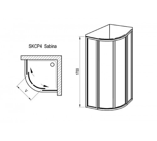 Душевой уголок Ravak Supernova SKCP4-80 Sabina 80x80 31144VU0011 профиль Сатин витраж пластик Pearl